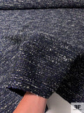 Italian Woven Tweed Suiting with Fused Back - Navy / Black / Off-White