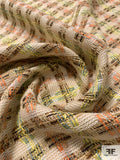 Italian Interwoven Couture Tweed Suiting with Fused Back - Oatmeal / Tans / Peach / Yellow / Seafom