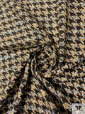 Italian Houndstooth Couture Tweed Suiting - Navy / Beige / Browns / Sky Blue