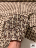 Italian Houndstooth Like Couture Tweed Suiting with Lurex Fibers - Brown / Ivory / Gold / Dusty Purple