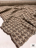 Italian Houndstooth Like Couture Tweed Suiting with Lurex Fibers - Brown / Ivory / Gold / Dusty Purple