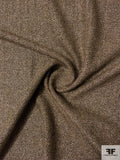 French Ralph Lauren Silver Foil Printed Herringbone Wool Suiting - Brown / Caramel / Silver / Gold