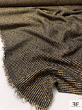 Italian Lurex Broken-Striped Wool Tweed Suiting - Black / Coppery-Gold