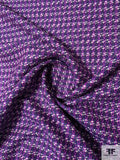 Italian Wavy Striped Vibrant Wool Blend Suiting - Royal Blue / Magenta / Eggplant / Off-White