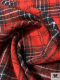 Italian Yarn-Dyed Plaid Wool Gauze - Red / Black / White