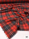 Italian Yarn-Dyed Plaid Wool Gauze - Red / Black / White