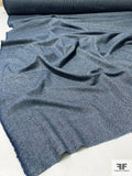 Italian Herringbone Flannel Wool Blend Suiting - Navy / Light Grey