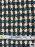 Italian Gingham Plaid Jacket Weight Wool Blend - Navy / Evergreen / Cream