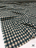 Italian Gingham Plaid Jacket Weight Wool Blend - Navy / Evergreen / Cream