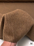 Italian Vertical Striped Wool Suiting - Brown / Light Grey