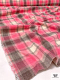 Italian Plaid Wool Blend Jacket Weight - Pink / Grey / Brown / Cream