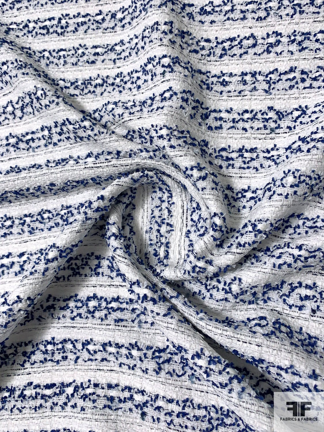 French Malhia Kent Horizontal Striped Tweed - Blue / White