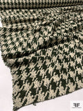 Italian Houndstooth Boucle Jacket Weight Suiting - Hunter Green / Cream