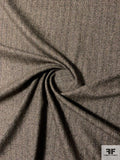 Italian Herringbone Flannel Wool Blend Suiting - Brown / Ecru