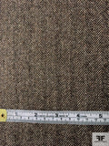 Italian Herringbone Flannel Wool Blend Suiting - Brown / Ecru