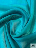 Faintly Tie-Dye Printed Silk and Cotton Voile - Teal