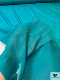 Faintly Tie-Dye Printed Silk and Cotton Voile - Teal