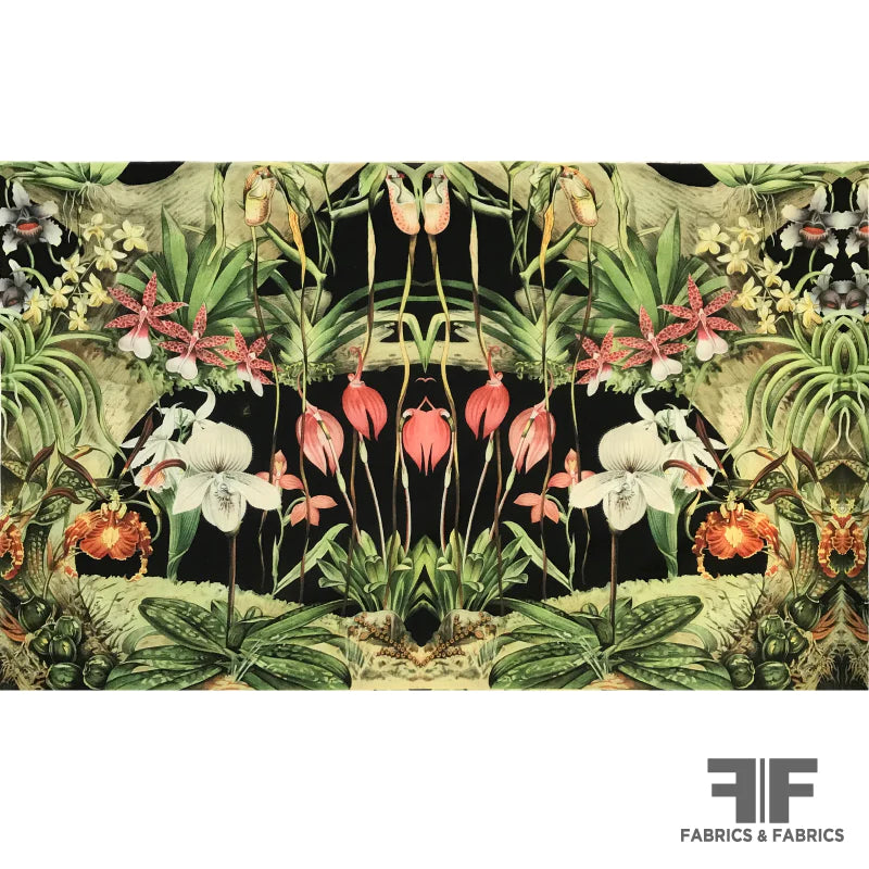 Floral and Fauna Printed French Terry Cotton Panel - Multicolor