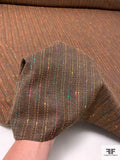 Italian Herringbone Lightweight Wool Suiting with Knub Stripes - Brown / Multicolor
