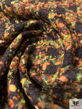 Italian Windowpane Jacket Weight Poly-Wool Blend Boucle - Brown / Oranges / Greens
