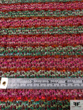 Horizontal Striped Boucle Yarned Suiting - Magenta / Red / Greens