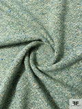 Italian Jacket Weight Wool Tweed - Green / Blue / Off-White