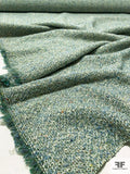 Italian Jacket Weight Wool Tweed - Green / Blue / Off-White