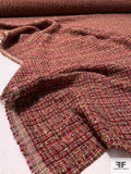 Boucle Tweed Suiting - Wine Red / Greens / Magenta