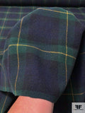 Italian Windowpane Plaid Wool Jacket Weight - Navy / Evergreen / Turmeric