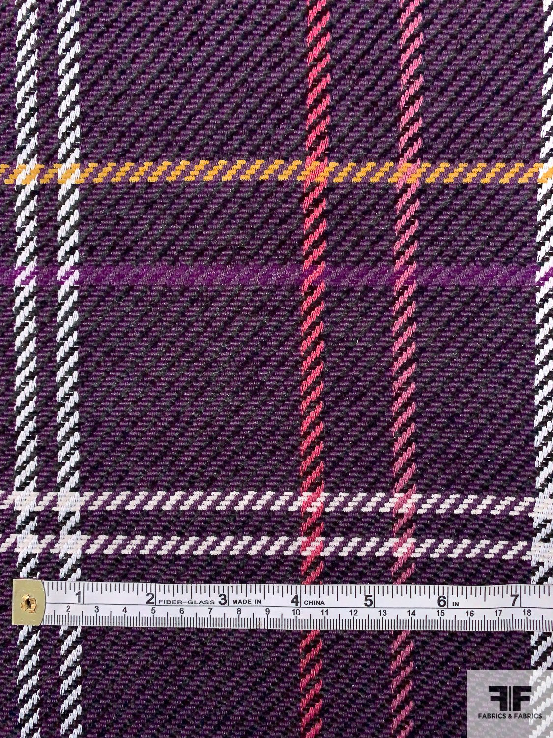 Large Scale Plaid Suiting - Purple / Berry Pink / Off-White / Golden Yellow