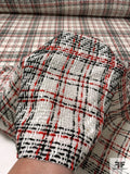 Italian Plaid Suiting - Navy / Red / Off-White