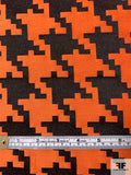Italian Pixelated Houndstooth Reversible Jacket-Weight Suiting - Orange / Black