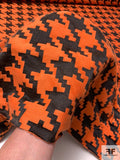 Italian Pixelated Houndstooth Reversible Jacket-Weight Suiting - Orange / Black