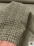 Italian Classic Cotton-Wool Tweed Suiting - Olive Green / Ivory