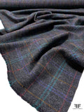 Made in England Herringbone Plaid Lambswool Suiting - Navy / Grey / Multicolor