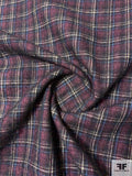 2-Ply Reversible Wool and Cotton Felted Plaid Coating - Dusty Rose / Blue / Yellow / White / Black