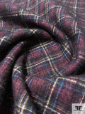 2-Ply Reversible Wool and Cotton Felted Plaid Coating - Dusty Rose / Blue / Yellow / White / Black