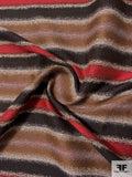 French Striped Ladies Suiting - Brown / Dark Chocolate / Red / Sand