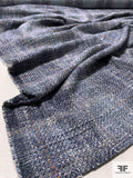 Italian Shadow Plaid Cotton Tweed Suiting - Shades of Blue / Burnt Orange / Purple