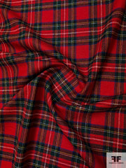 Classic Tartan Plaid Lightweight Wool Suiting - Red/Evergreen/Blue