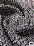 Italian Honeycomb Wool Blend Reversible Tweed Suiting - Navy / Grey / Silver