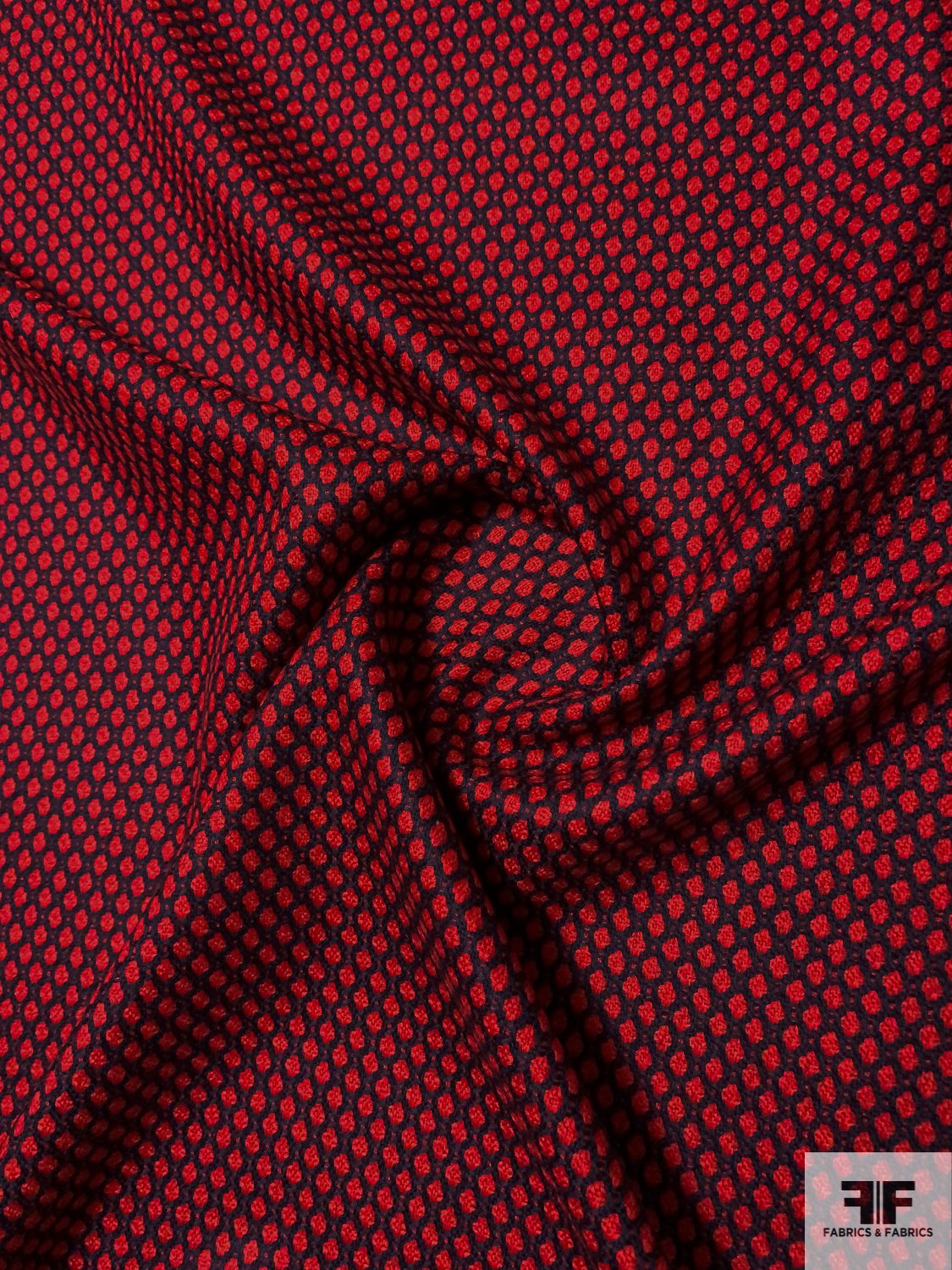 Italian Honeycomb Ladies Wool Suiting - Red / Navy