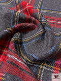 Classic Plaid Lightweight Wool Flannel Suiting - Red / Grey / Sky Blue / Yellow