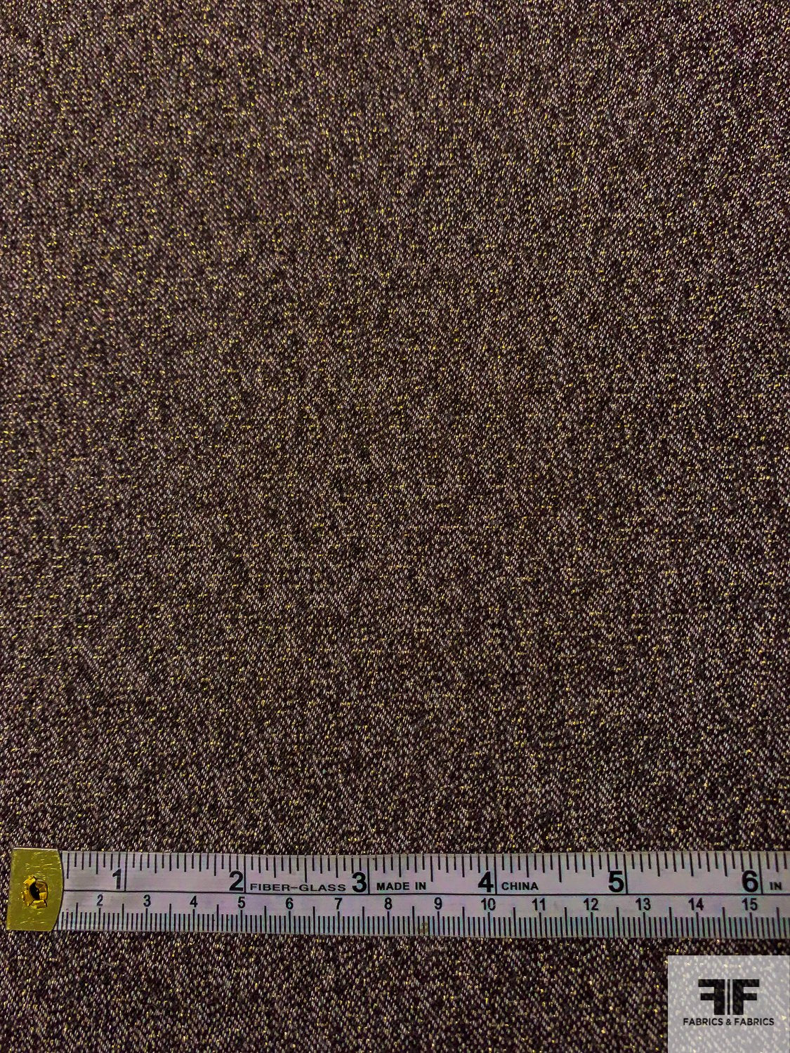 Italian Sparkle Wool Suiting with Lurex Fibers - Brown / Lilac / Gold