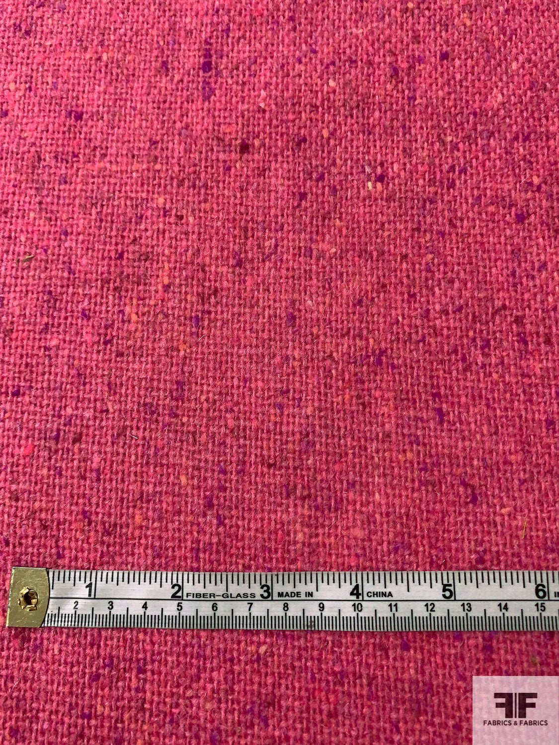 Made in England Speckled Wool Tweed Suiting - Bubblegum Pink / Purple / Salmon