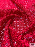 Art Deco Guipure Lace - Vibrant Red