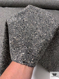 Italian Speckle Textured Tweed Suiting - Oatmeal / Black / White