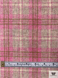 Classic Plaid Jacket Weight Wool Suiting - Pink / Oatmeal / Olive Green