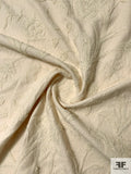 Laundered Cotton Canvas with Wool Yarned Floral Embroidery - Ivory