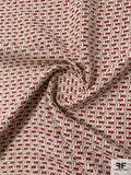 Italian Luxurious Tweed with Shimmer Threads - Dusty Rose / Red / Ivory / Gold